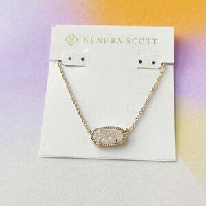 $65 kendra scott Elisa Rose Gold Pendant Necklace Iridescent Drusy New